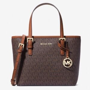 MICHAEL KORS Jet Set brown Logo Luggage tote bag medium New